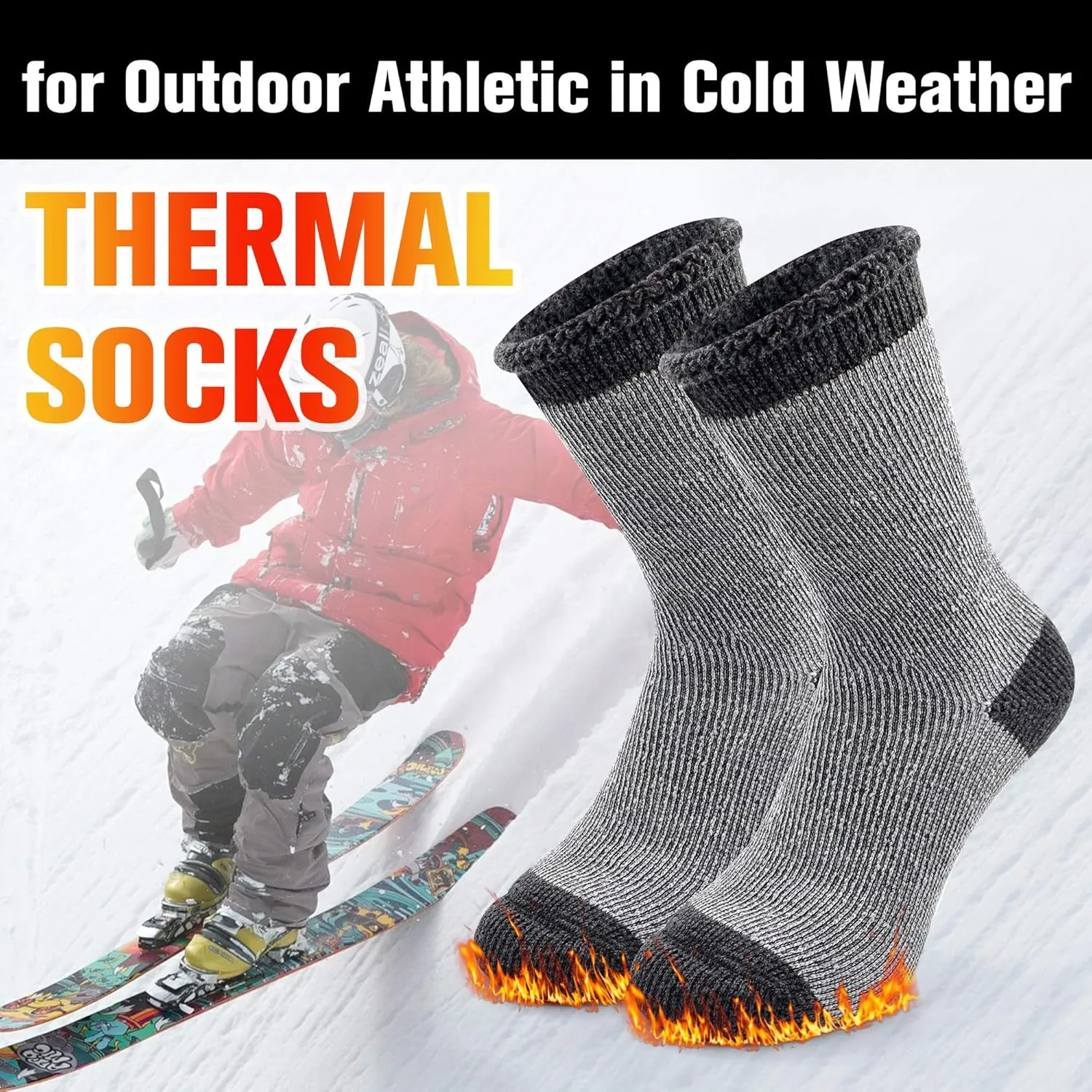 Busy Socks Winter Warm Thermal Socks for Men Women Extra Thick Insulated Heated Crew Boot Socks for Extreme Cold Weather