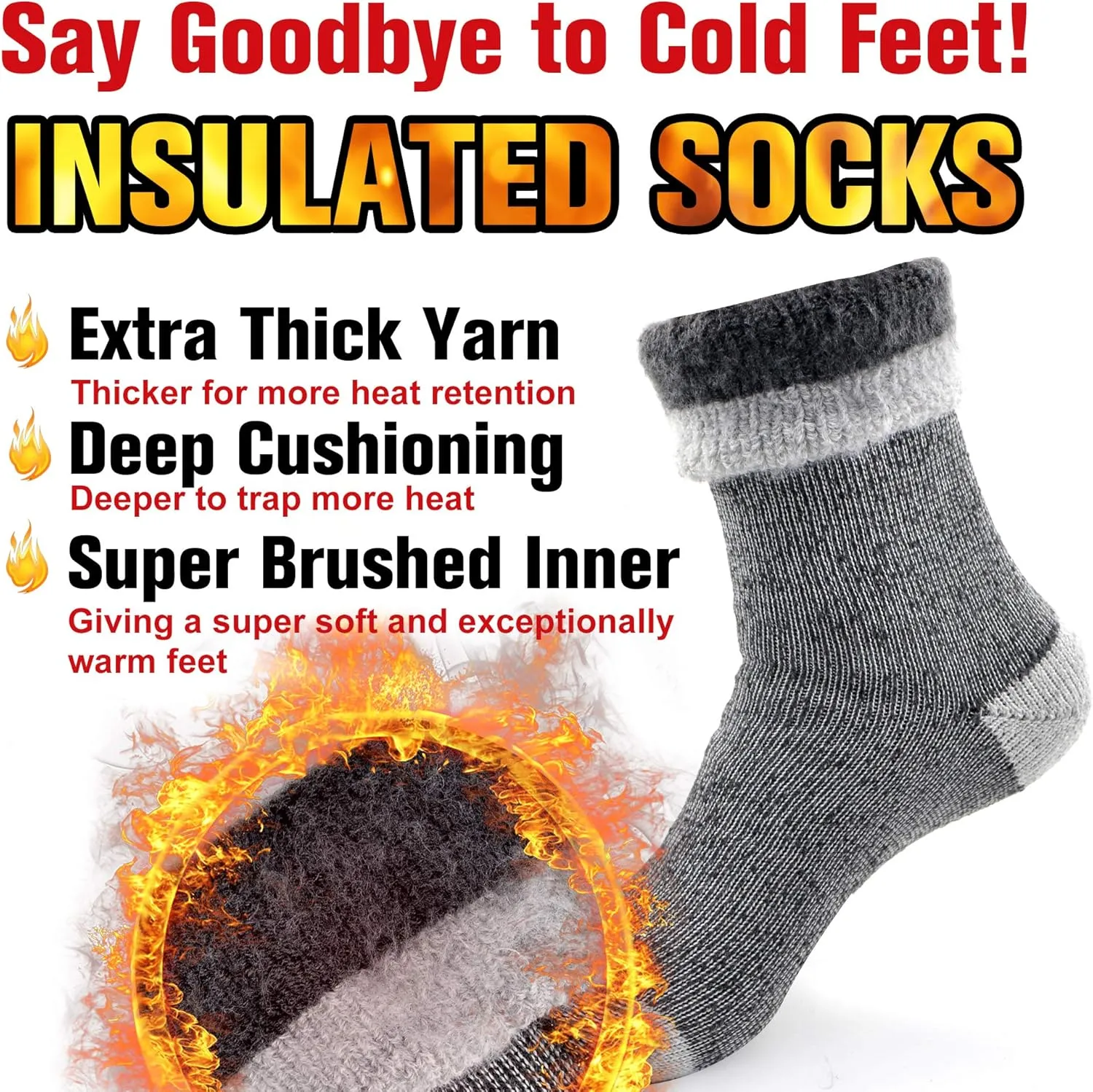 Busy Socks Winter Warm Thermal Socks for Men Women Extra Thick Insulated Heated Crew Boot Socks for Extreme Cold Weather