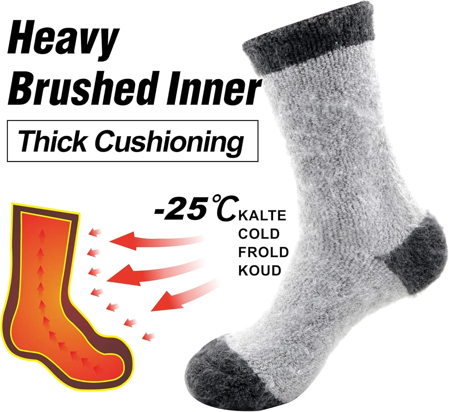 Busy Socks Winter Warm Thermal Socks for Men Women Extra Thick Insulated Heated Crew Boot Socks for Extreme Cold Weather