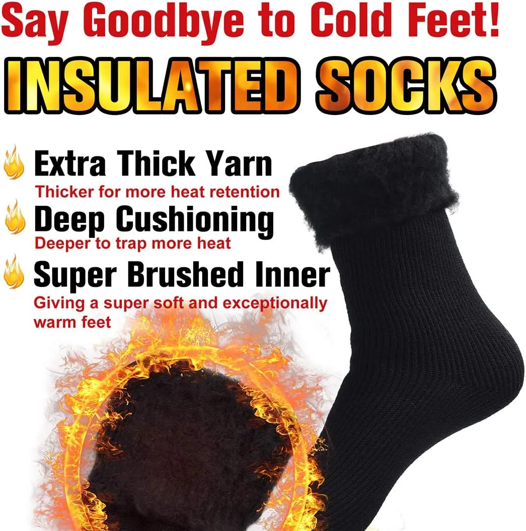 Busy Socks Winter Warm Thermal Socks for Men Women Extra Thick Insulated Heated Crew Boot Socks for Extreme Cold Weather