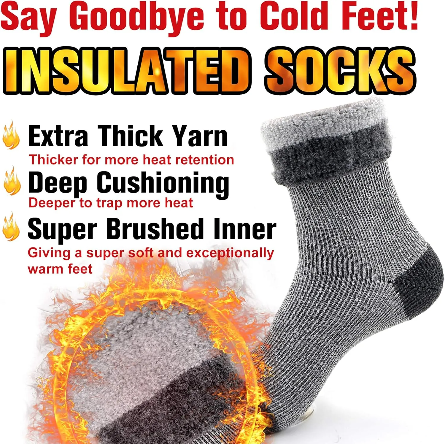 Busy Socks Winter Warm Thermal Socks for Men Women Extra Thick Insulated Heated Crew Boot Socks for Extreme Cold Weather