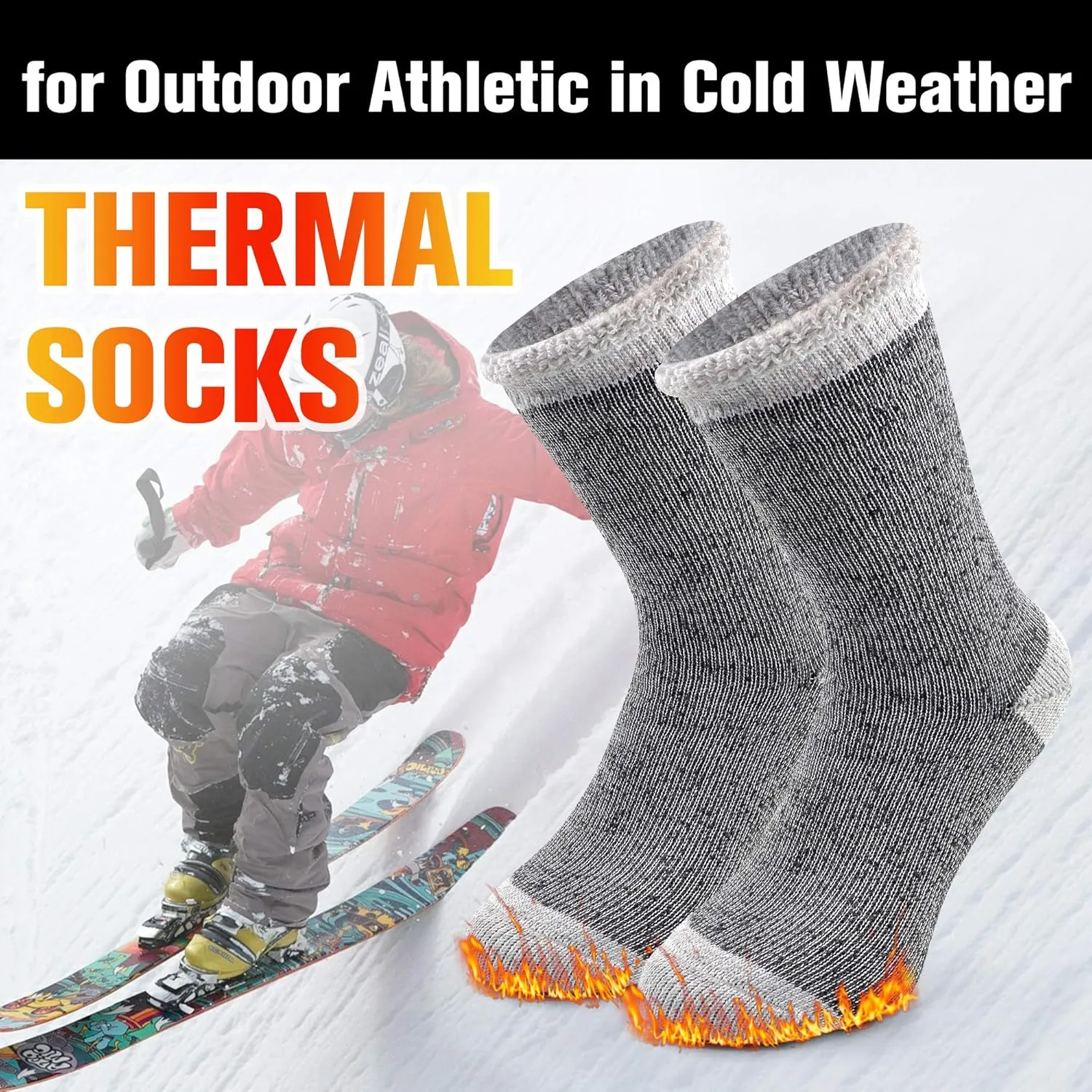 Busy Socks Winter Warm Thermal Socks for Men Women Extra Thick Insulated Heated Crew Boot Socks for Extreme Cold Weather