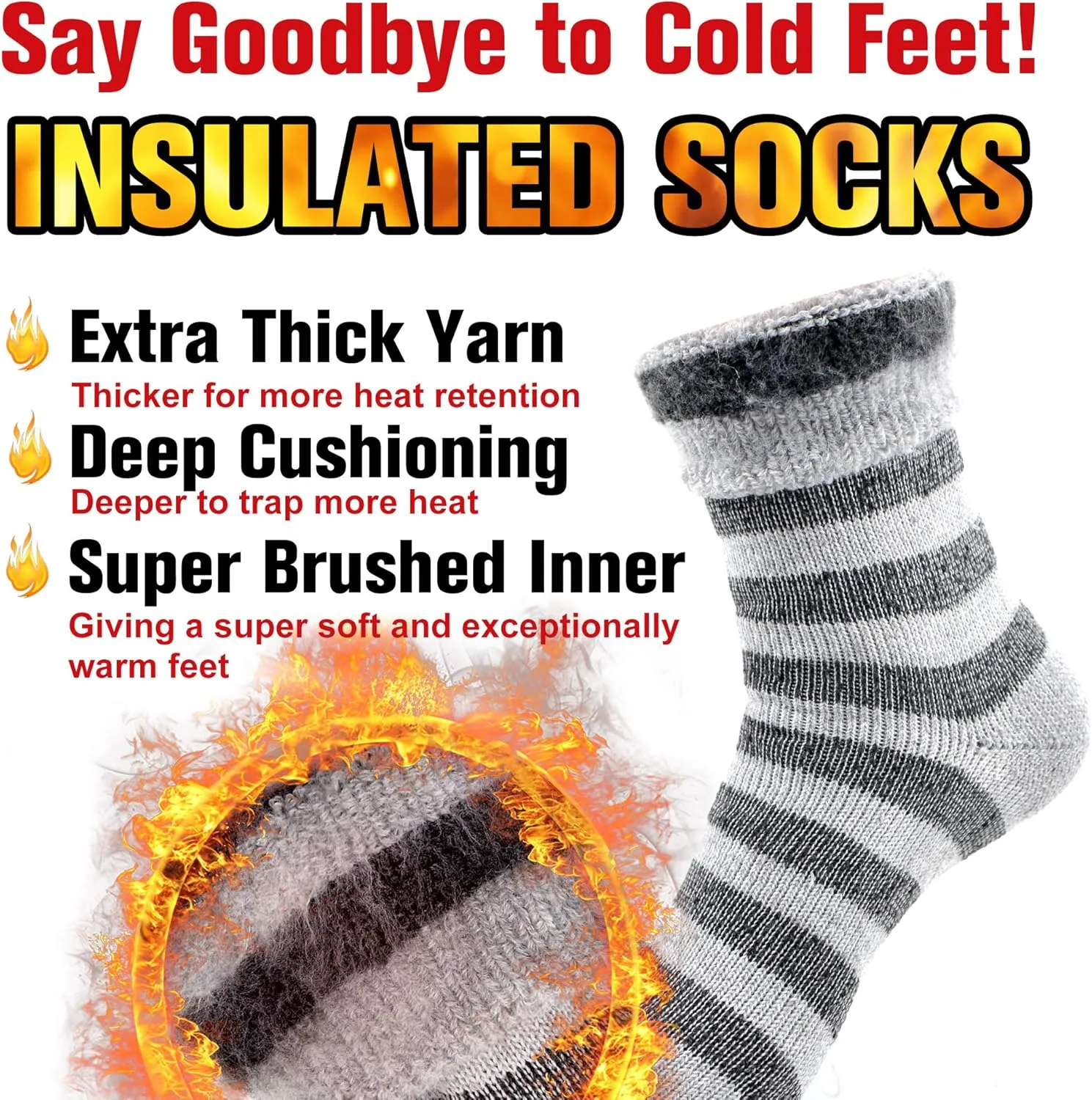Busy Socks Winter Warm Thermal Socks for Men Women Extra Thick Insulated Heated Crew Boot Socks for Extreme Cold Weather