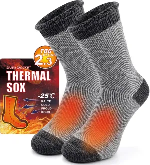 Busy Socks Winter Warm Thermal Socks for Men Women Extra Thick Insulated Heated Crew Boot Socks for Extreme Cold Weather