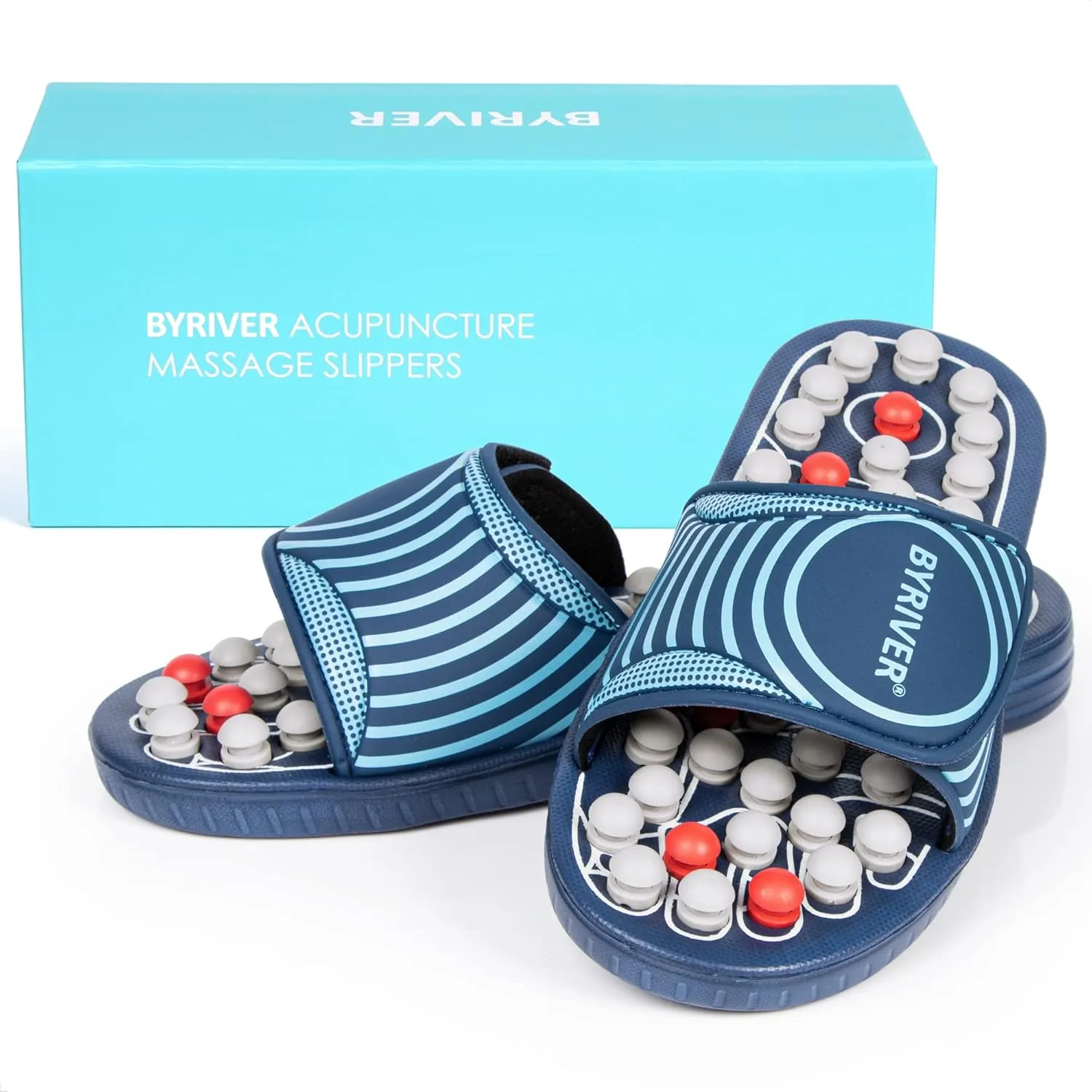BYRIVER Spring Acupuncture Massage Slippers Deep Tissue Foot Massager, Neuropathy Arthritis Plantar Fasciitis Relief Massage Ball (05XL)