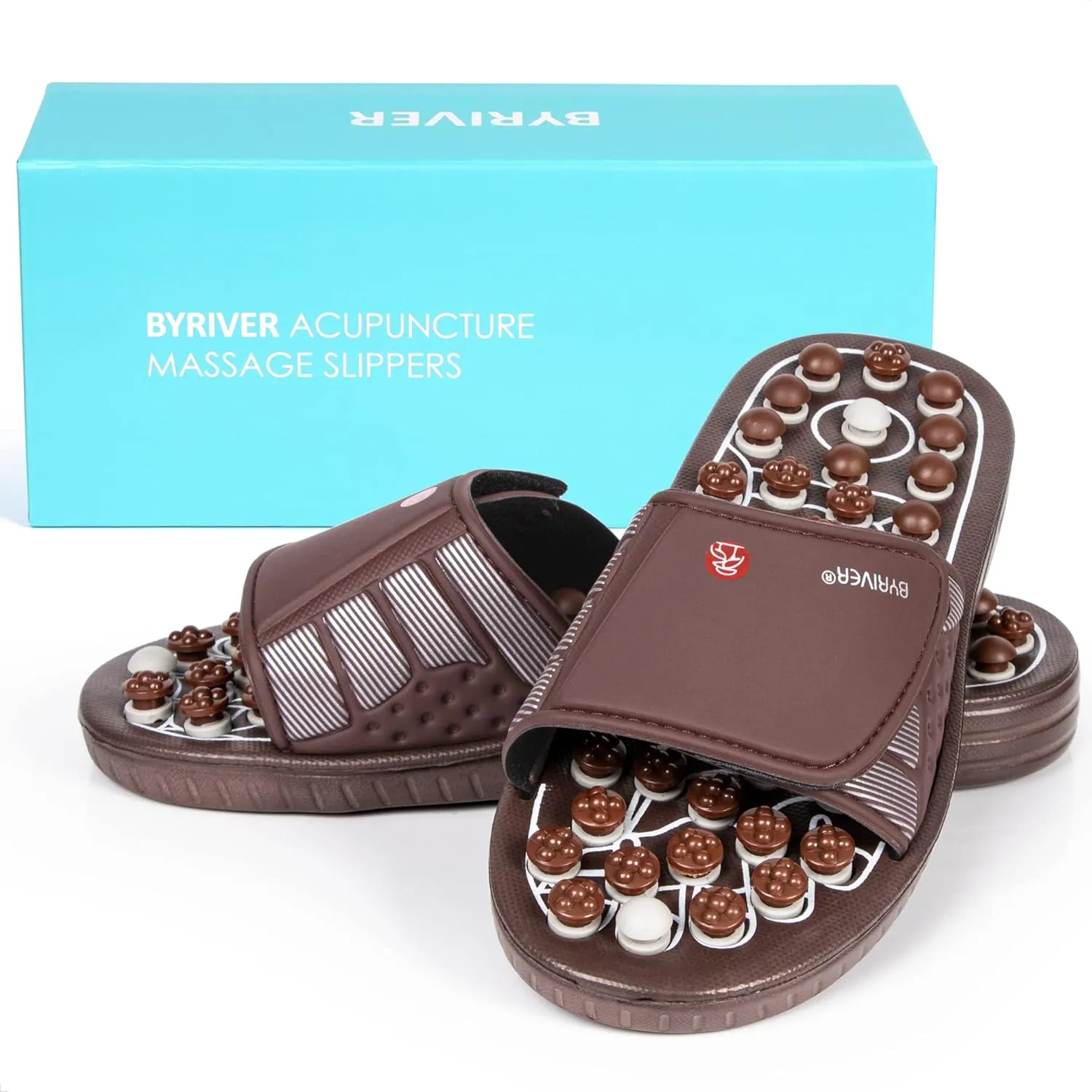 BYRIVER Under Desk Foot Massager Footrest Acupressure Slippers Sandals Shoes Mat for Men Women, Relieve Plantar Fasciitis Neuropathy Pain, Stress Relief Massager, Gifts for Runners (03XS)
