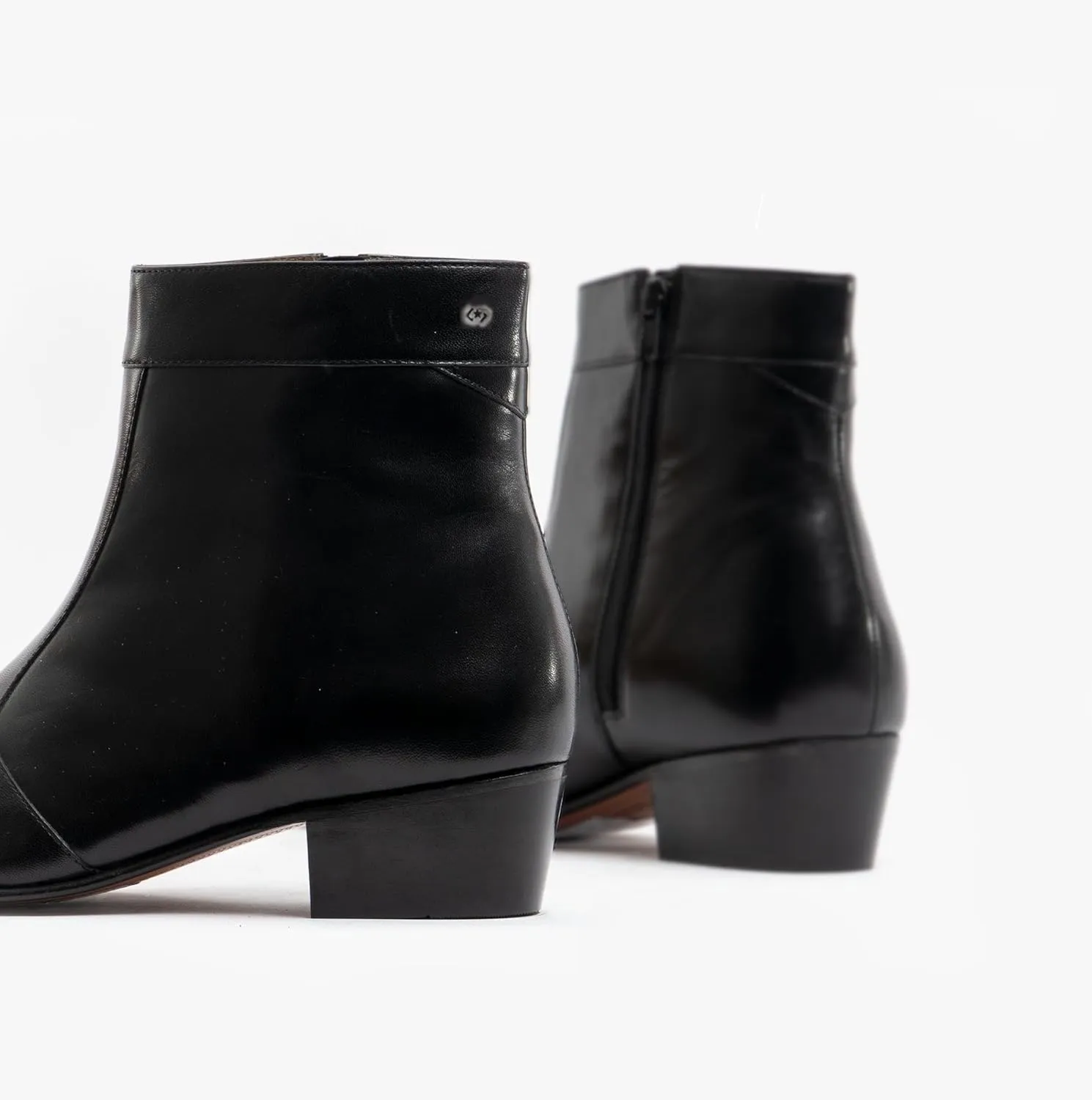 CAESAR Mens Handcrafted Real Leather Cuban Heel Dancing Side Zip Ankle Boots