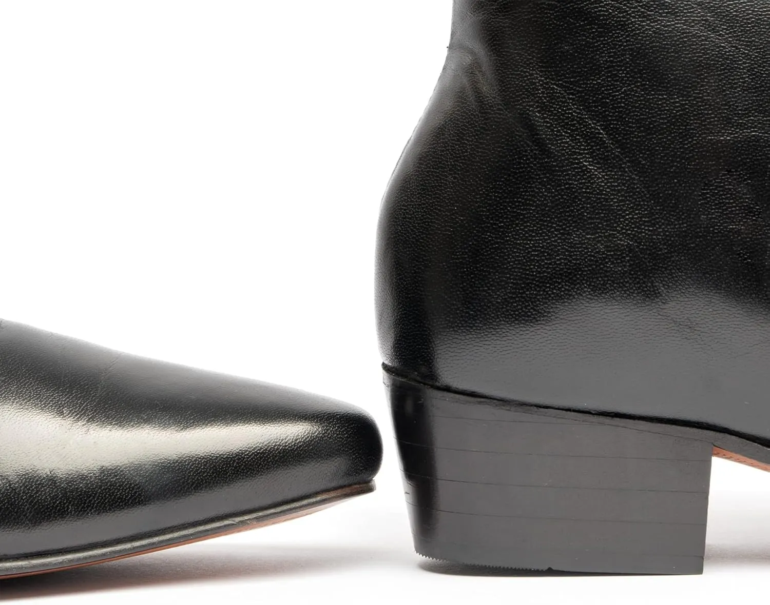 CAESAR Mens Handcrafted Real Leather Cuban Heel Dancing Side Zip Ankle Boots