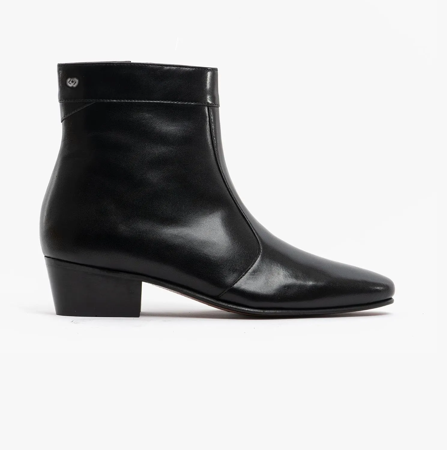 CAESAR Mens Handcrafted Real Leather Cuban Heel Dancing Side Zip Ankle Boots
