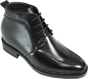 Calden Men's Invisible Height Increasing Elevator Shoes - Black Leather Lace-up Dress Formal Ankle Boots - 3 Inches Taller - K28801 - Size 7.5 D(M) US