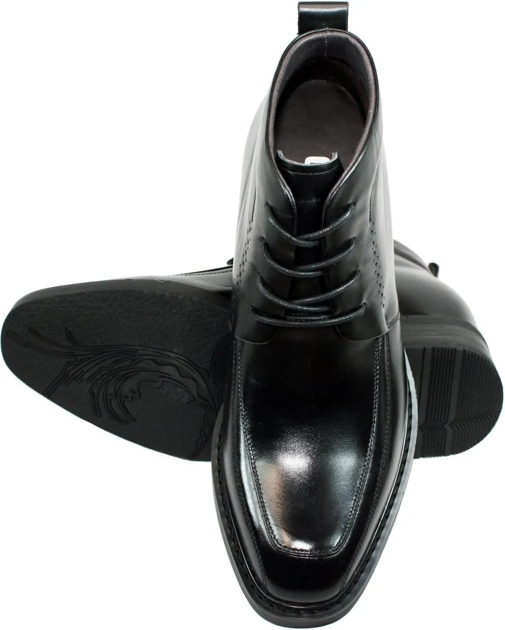 Calden Men's Invisible Height Increasing Elevator Shoes - Black Leather Lace-up Dress Formal Ankle Boots - 3 Inches Taller - K28801 - Size 7.5 D(M) US