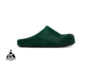 Calf Hair Fussbett Sabot Slipper "Forest Green"