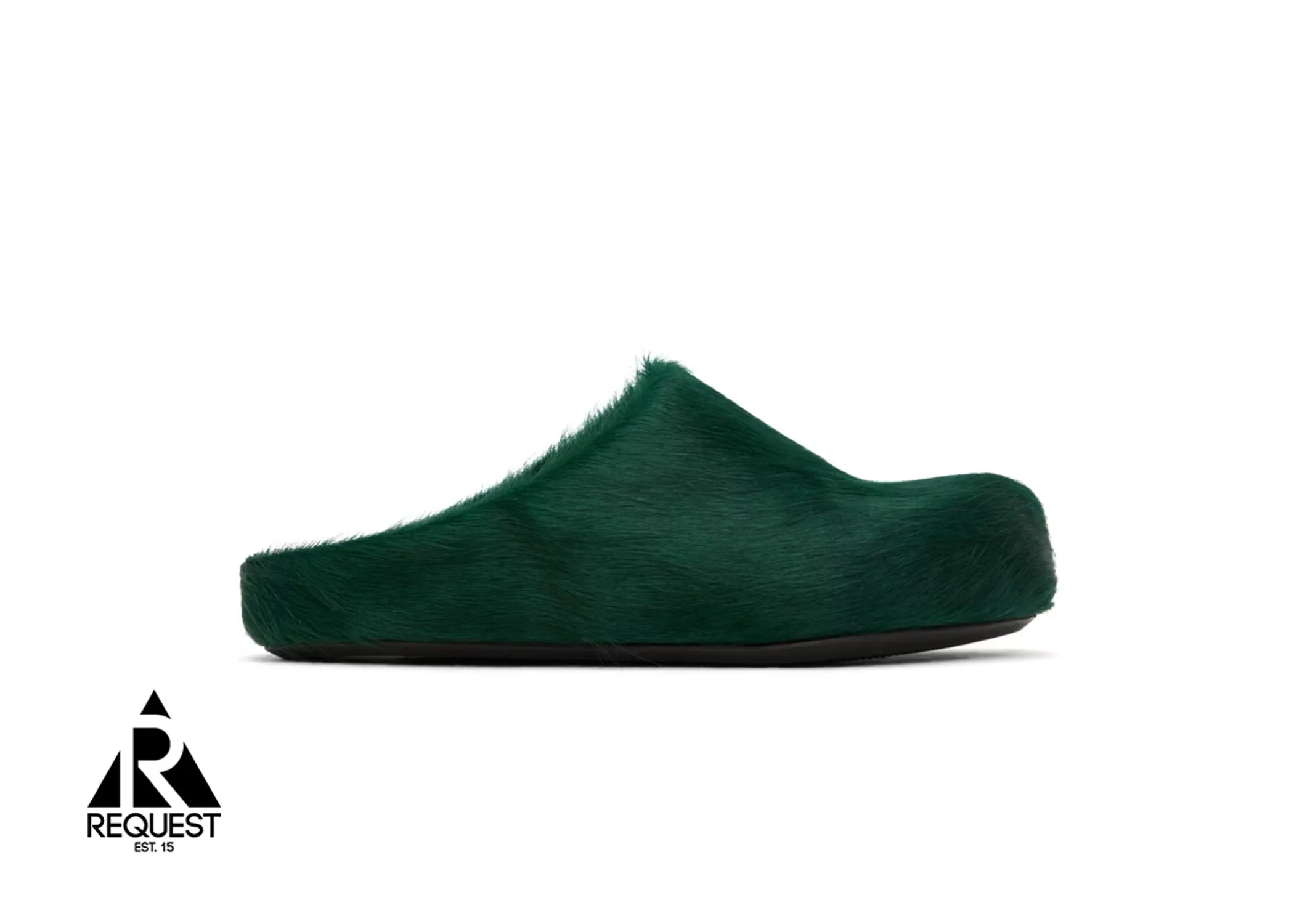 Calf Hair Fussbett Sabot Slipper "Forest Green"