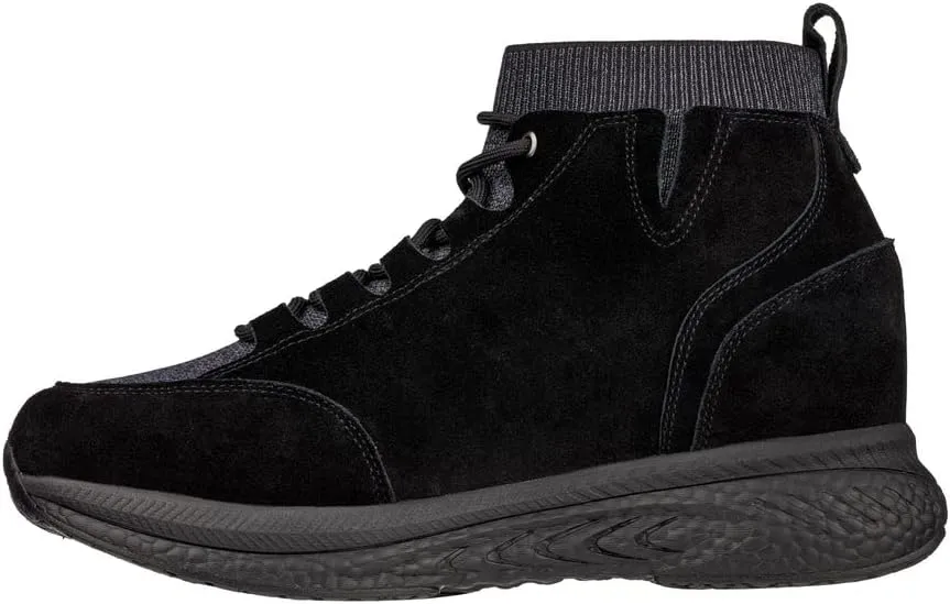CALTO Men's Invisible Height Increasing Elevator Shoes - Black Fashion High Top Technical Sneakers - 3 Inches Taller - S23201- Size 10 D(M) US