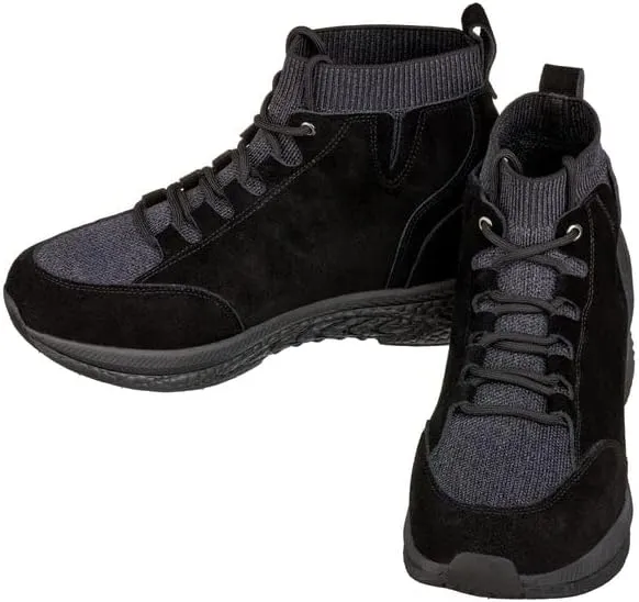 CALTO Men's Invisible Height Increasing Elevator Shoes - Black Fashion High Top Technical Sneakers - 3 Inches Taller - S23201- Size 10 D(M) US