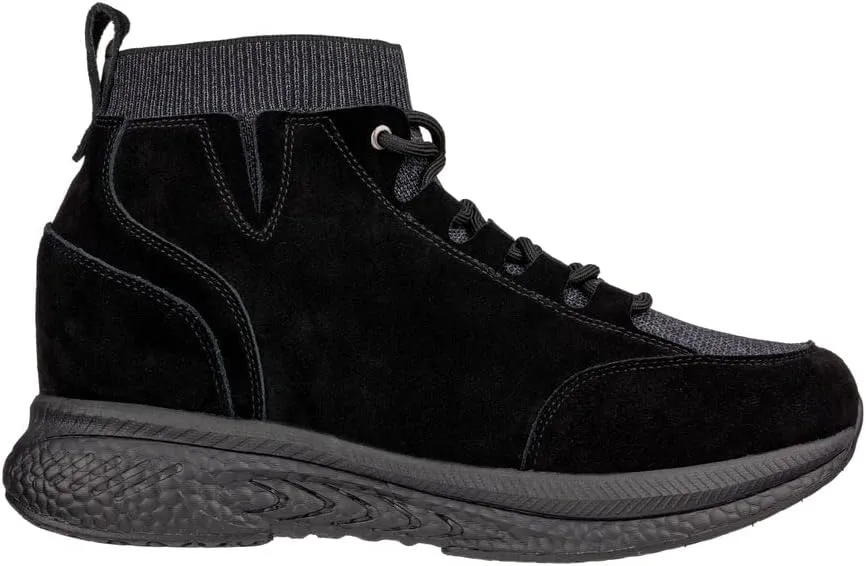 CALTO Men's Invisible Height Increasing Elevator Shoes - Black Fashion High Top Technical Sneakers - 3 Inches Taller - S23201- Size 10 D(M) US