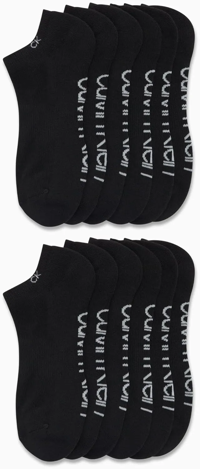 Calvin Klein Men's No Show Lightweight Cushioned Low Cut Socks - 12 Pack (Size: 7-12)