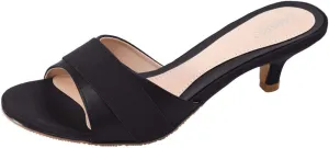 CAMSSOO Women's Satin Kitten Heels Mules Sandals Slip On Bowknot Open Toe Backless Dress Sexy Low Heeled Slipper Slides…