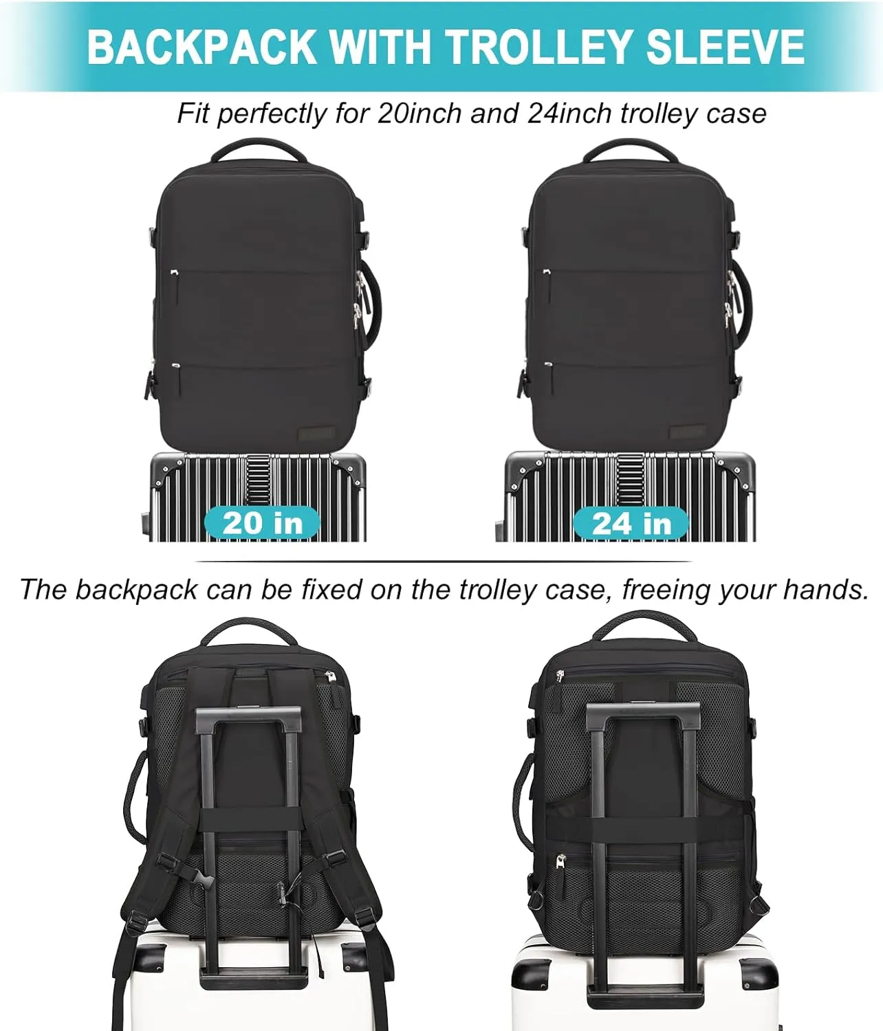 Carry On Backpack, 42L Flight Approved Travel Backpack for Men & Women, Airline Approved Gym & Business Laptop Daypack, Casual Daypack for Business & Weekend Hiking