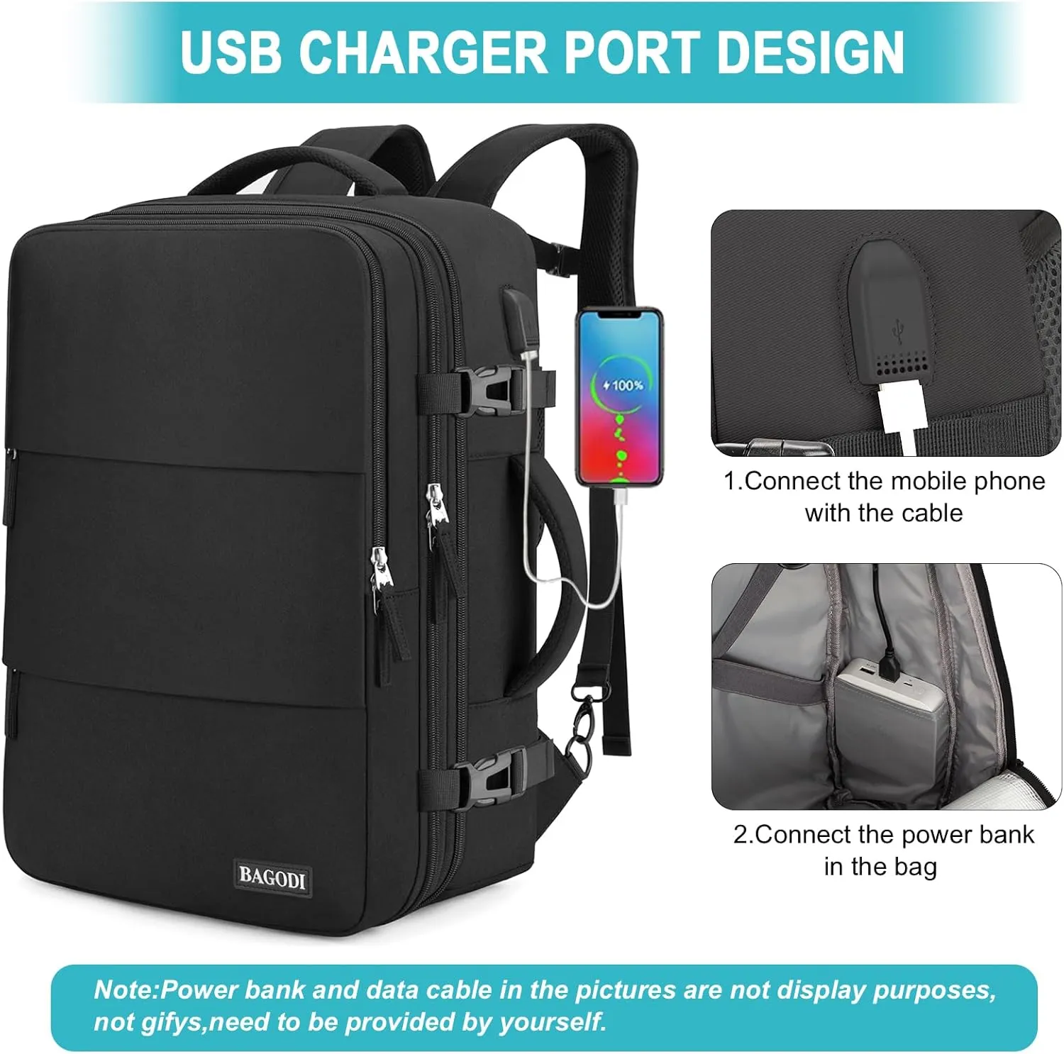 Carry On Backpack, 42L Flight Approved Travel Backpack for Men & Women, Airline Approved Gym & Business Laptop Daypack, Casual Daypack for Business & Weekend Hiking
