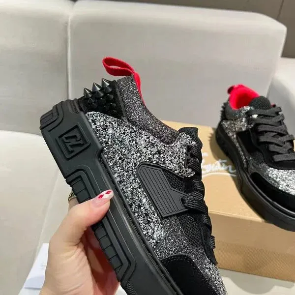 CHRISTIAN LOUBOUTIN || Astroloubi Strass Men Black Sneakers