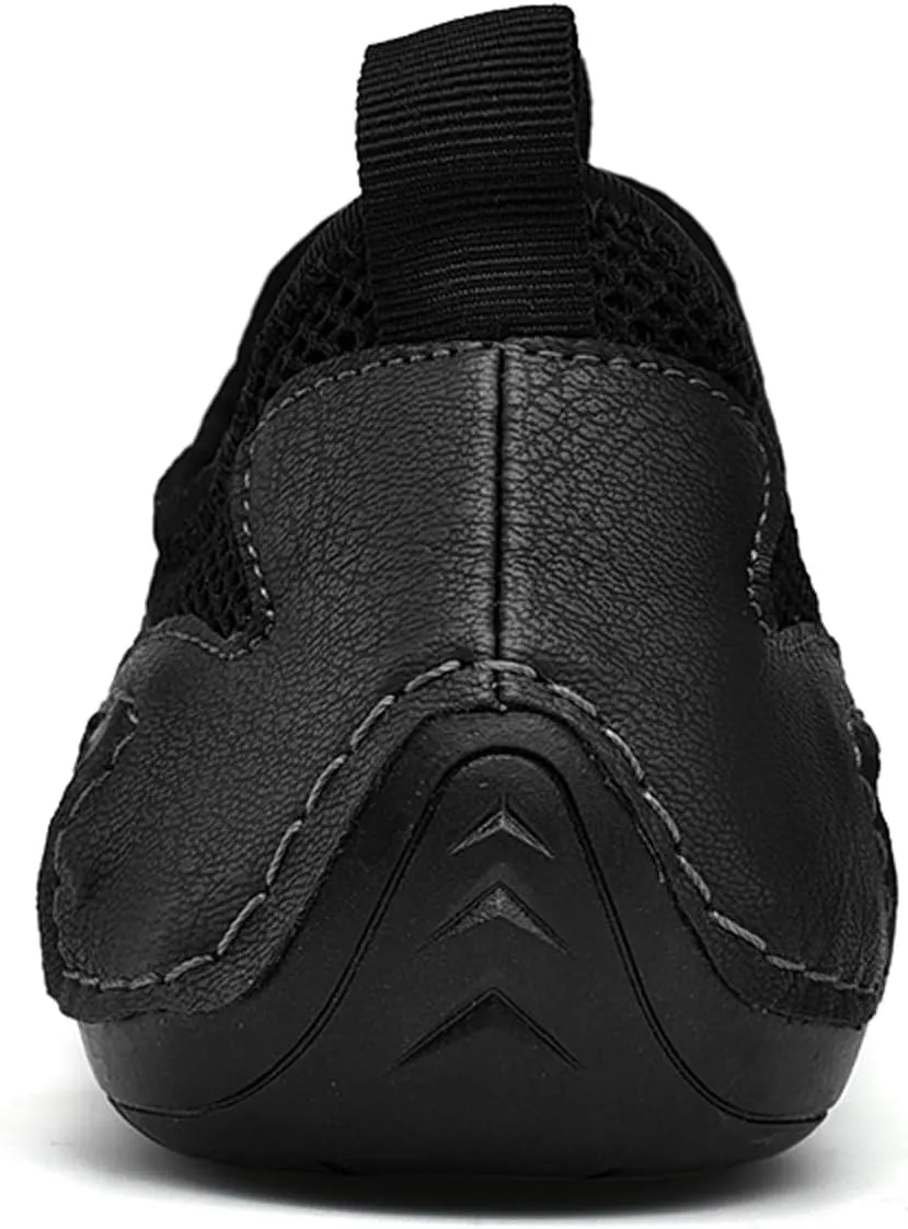 Classic Non Slip Drawstring Men's Suede Mesh Casual Shoes Comfort Slip On Loafers Fashion Outdoor Flat Moccasin Sneakers Breathable Chukka Boots