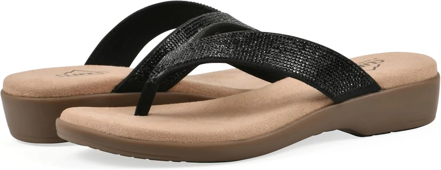 CLIFFS BY WHITE MOUNTAIN Women's Becharm Rhinestoned Thong Sandal
