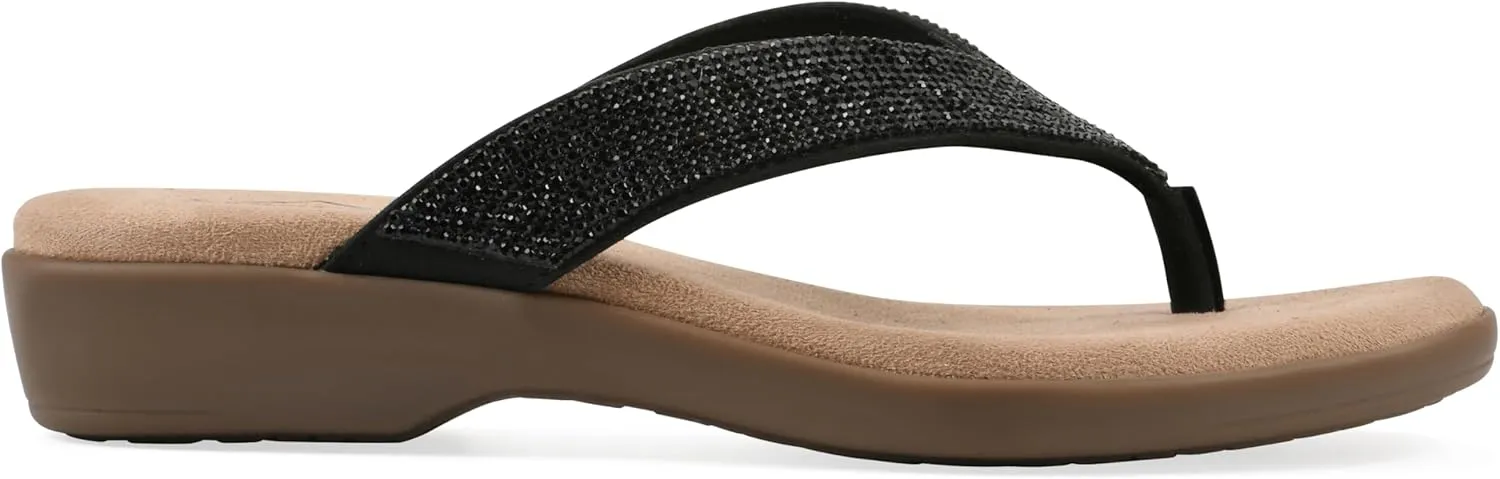 CLIFFS BY WHITE MOUNTAIN Women's Becharm Rhinestoned Thong Sandal
