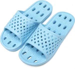 clootess Shower Shoes Slide for Men and Women Holes Bath Slipper Bathroom Sandal Pool Gym College Dorm Non-Slip