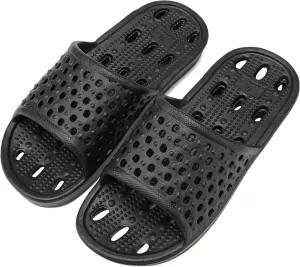 clootess Shower Shoes Slide for Men and Women Holes Bath Slipper Bathroom Sandal Pool Gym College Dorm Non-Slip