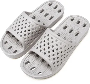 clootess Shower Shoes Slide for Men and Women Holes Bath Slipper Bathroom Sandal Pool Gym College Dorm Non-Slip