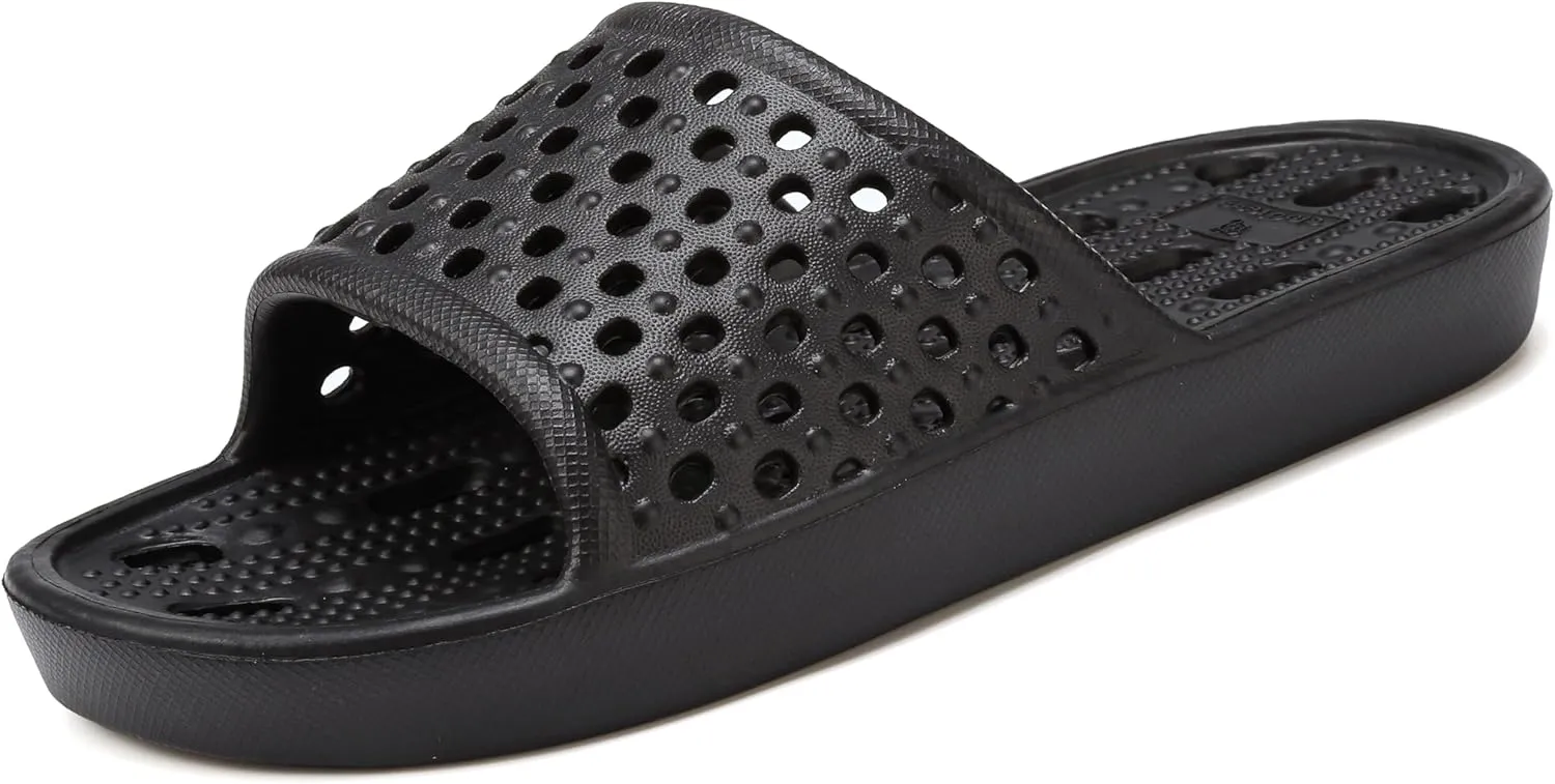 clootess Shower Shoes Slide for Men and Women Holes Bath Slipper Bathroom Sandal Pool Gym College Dorm Non-Slip