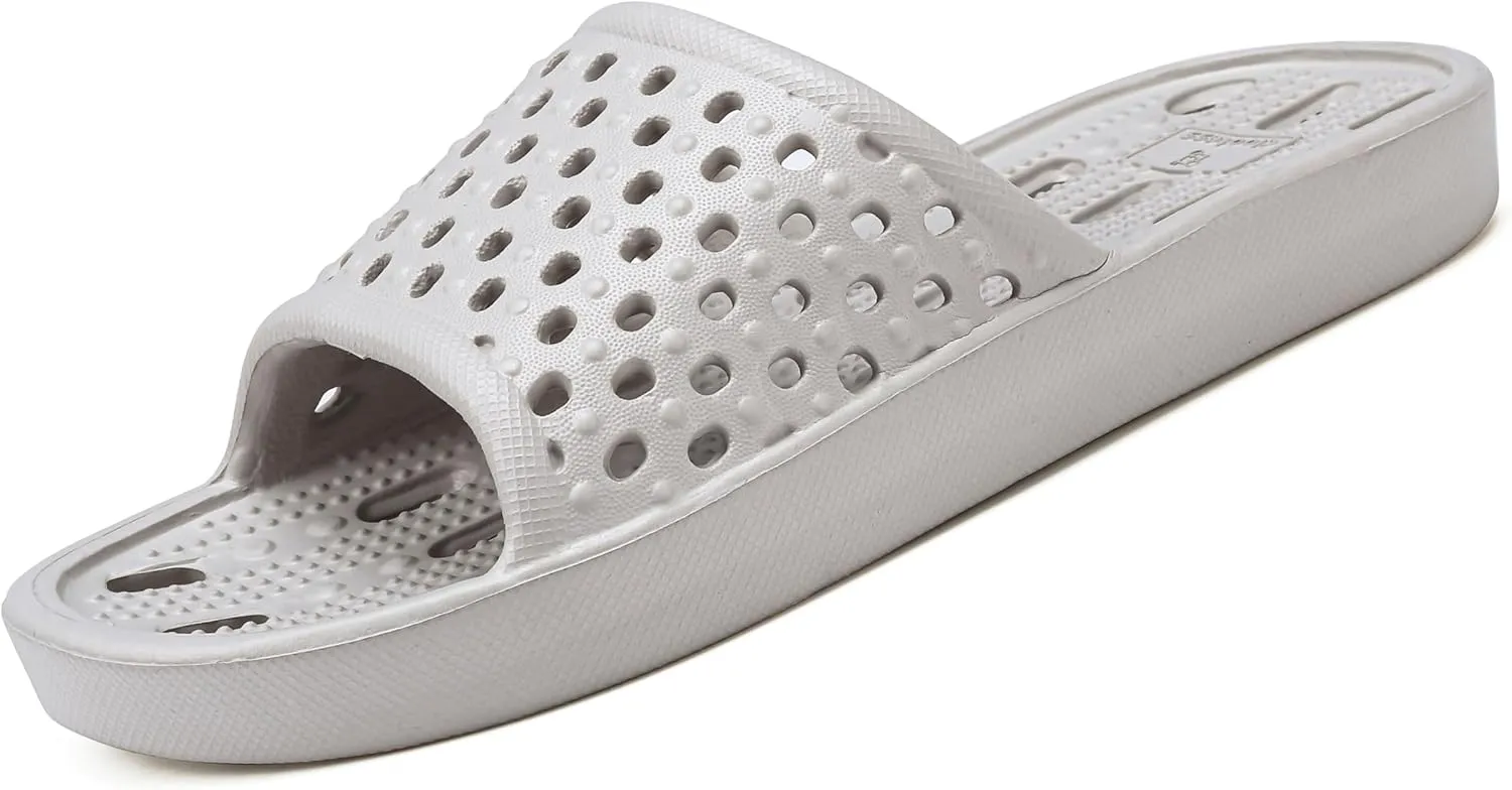clootess Shower Shoes Slide for Men and Women Holes Bath Slipper Bathroom Sandal Pool Gym College Dorm Non-Slip