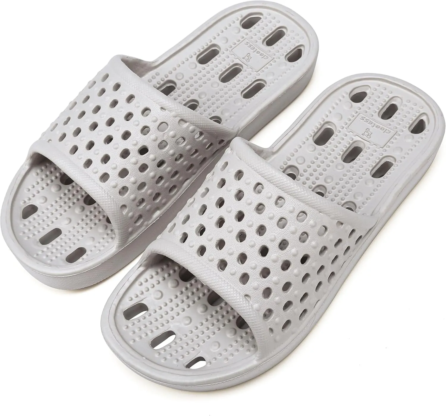 clootess Shower Shoes Slide for Men and Women Holes Bath Slipper Bathroom Sandal Pool Gym College Dorm Non-Slip