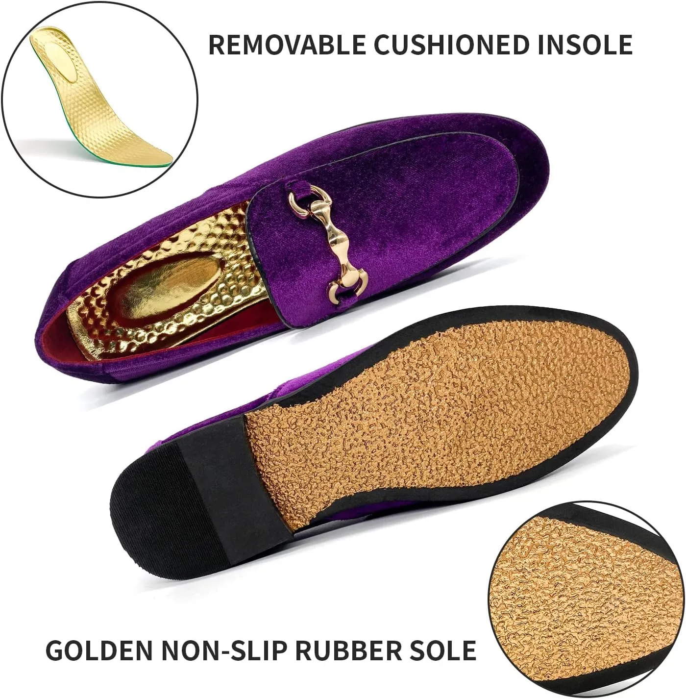 CMM Men's Velvet Slip On Loafers Shiny Metallic Slipper Loafers Luxury Dress Shoes Nightclub Party