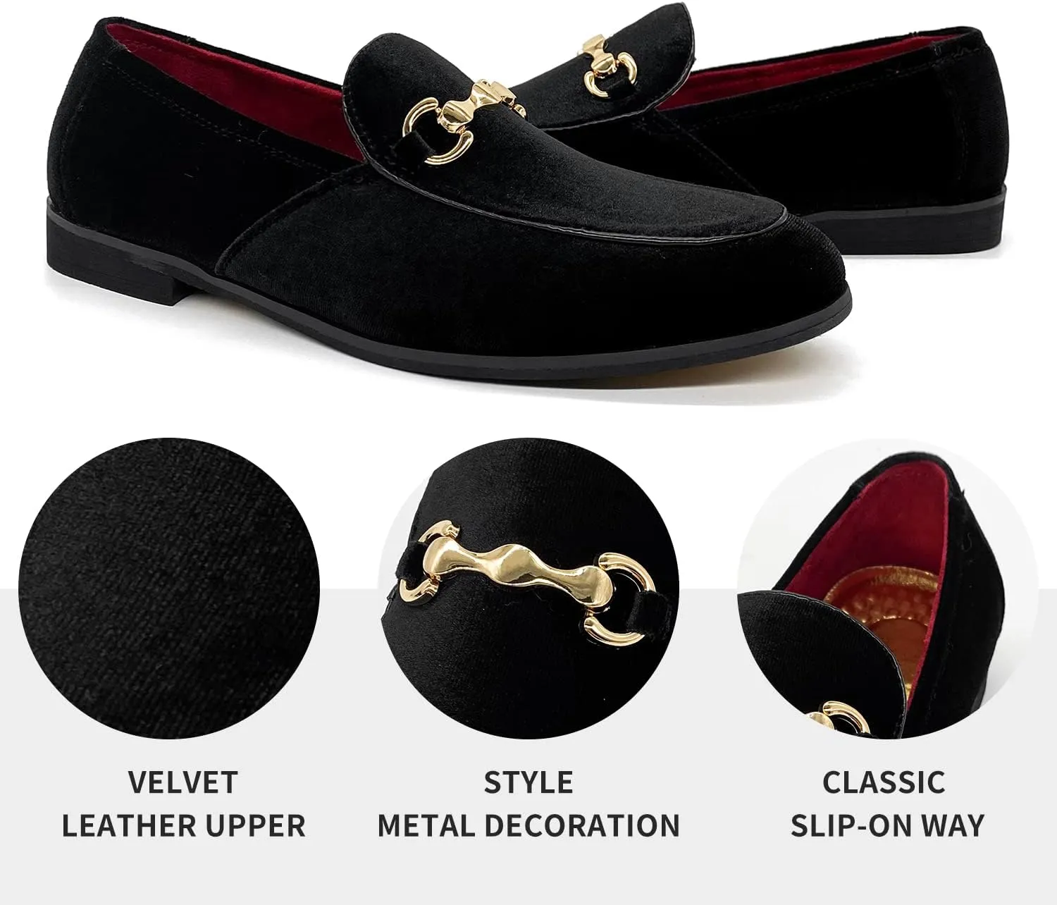 CMM Men's Velvet Slip On Loafers Shiny Metallic Slipper Loafers Luxury Dress Shoes Nightclub Party