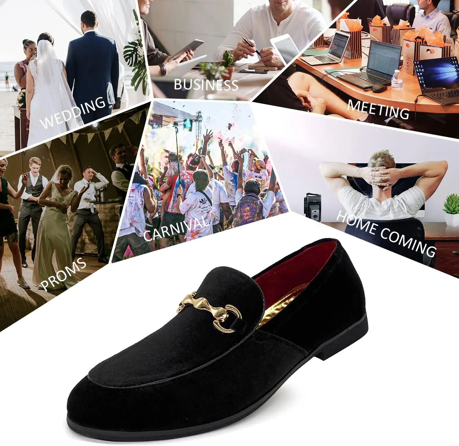 CMM Men's Velvet Slip On Loafers Shiny Metallic Slipper Loafers Luxury Dress Shoes Nightclub Party