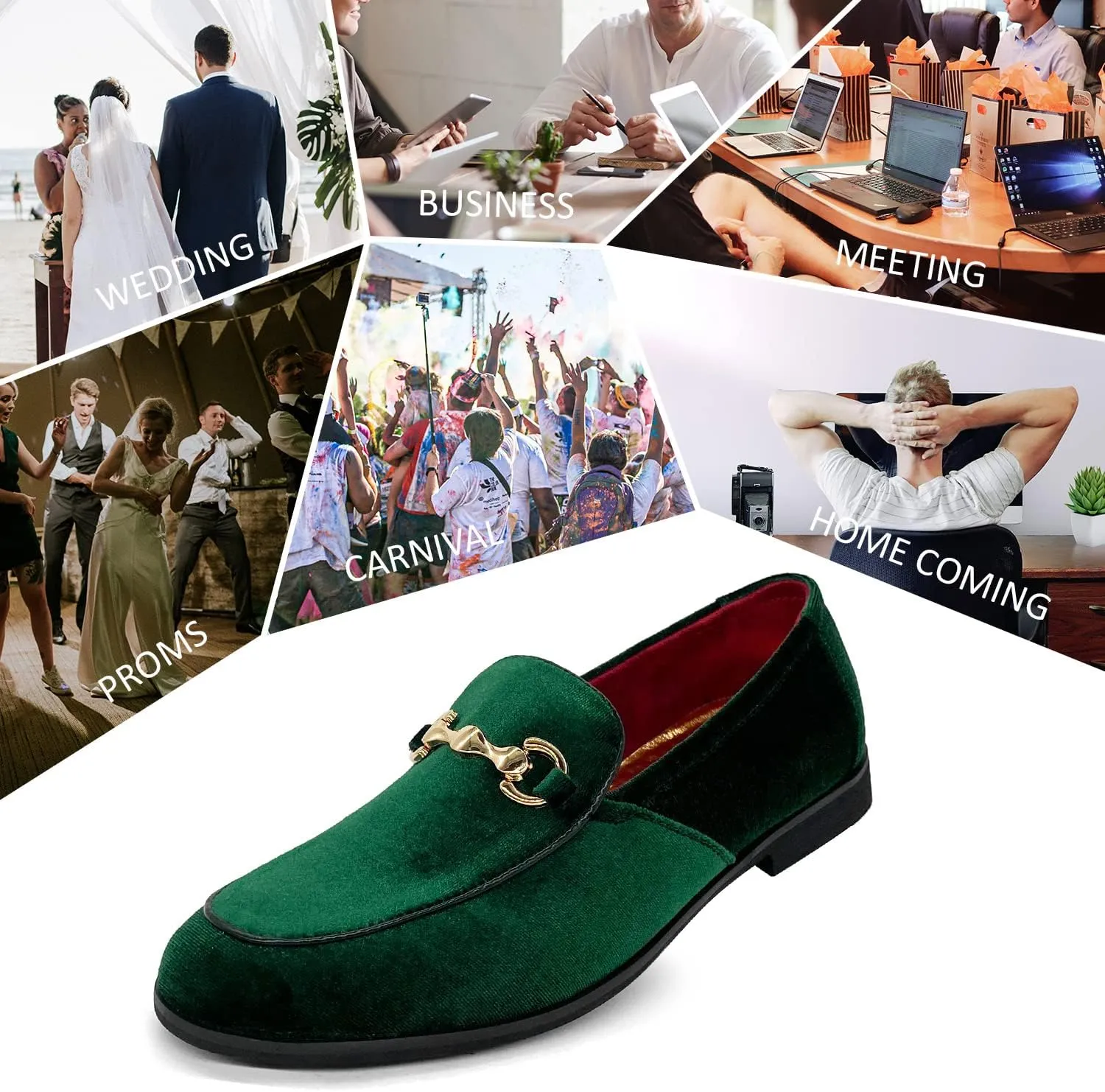 CMM Men's Velvet Slip On Loafers Shiny Metallic Slipper Loafers Luxury Dress Shoes Nightclub Party