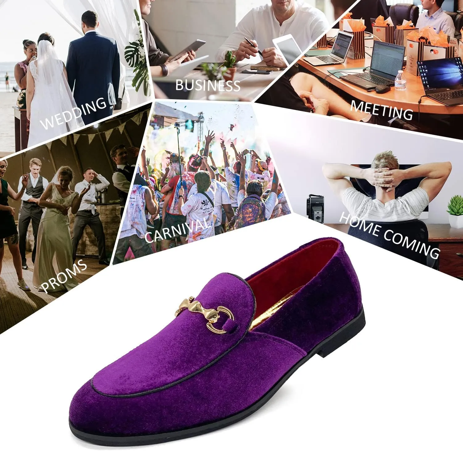 CMM Men's Velvet Slip On Loafers Shiny Metallic Slipper Loafers Luxury Dress Shoes Nightclub Party