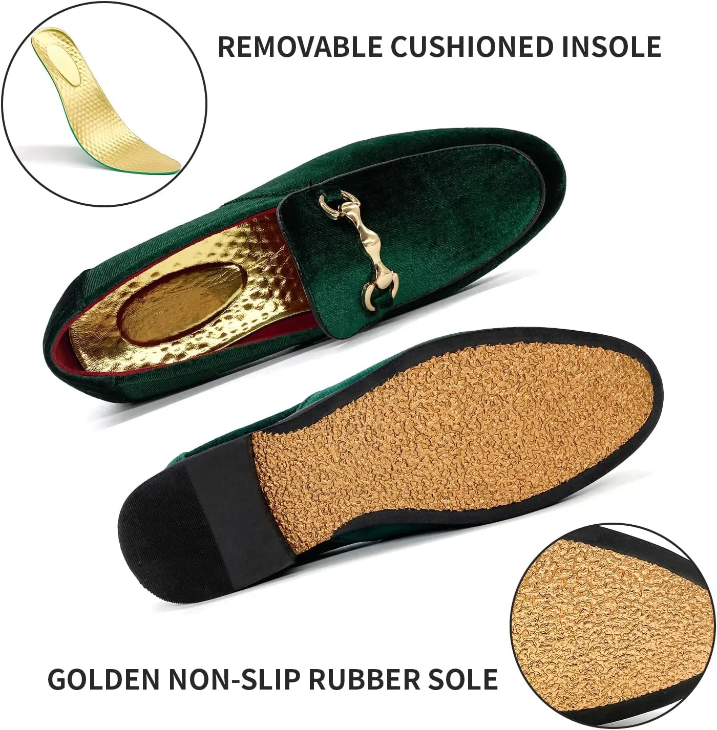 CMM Men's Velvet Slip On Loafers Shiny Metallic Slipper Loafers Luxury Dress Shoes Nightclub Party