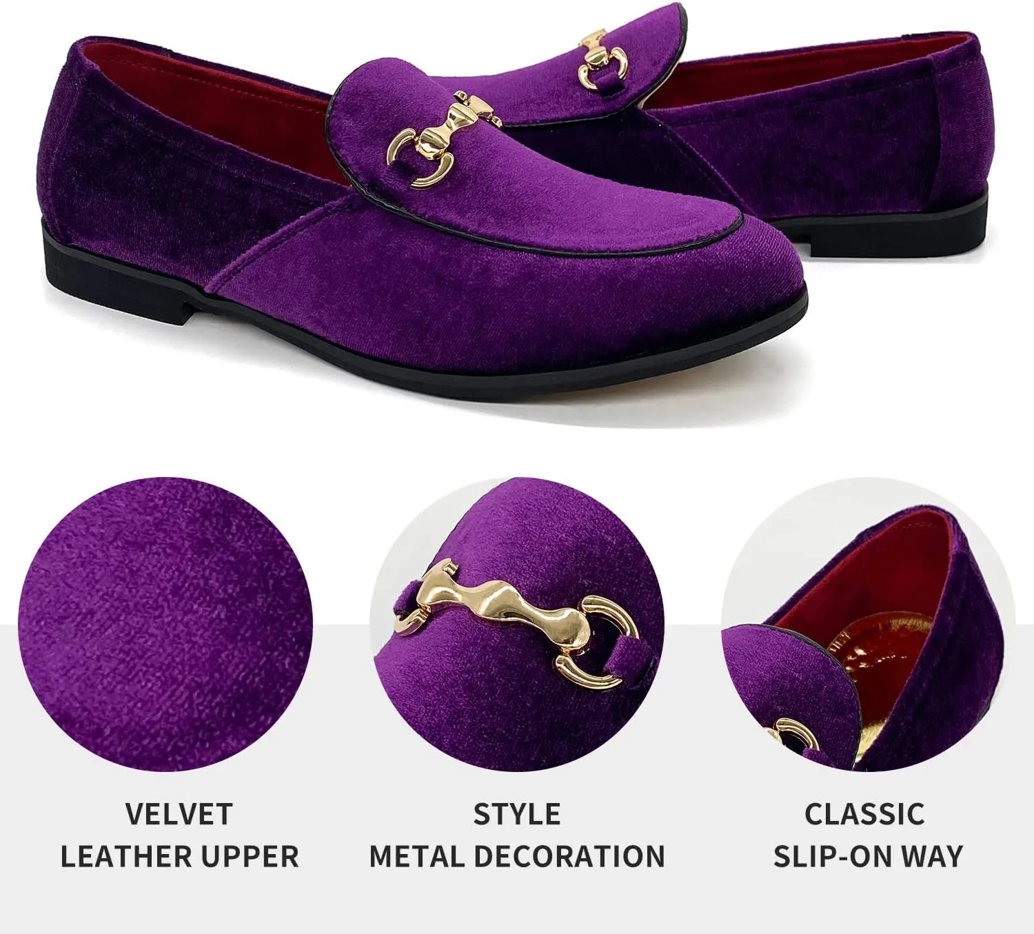 CMM Men's Velvet Slip On Loafers Shiny Metallic Slipper Loafers Luxury Dress Shoes Nightclub Party