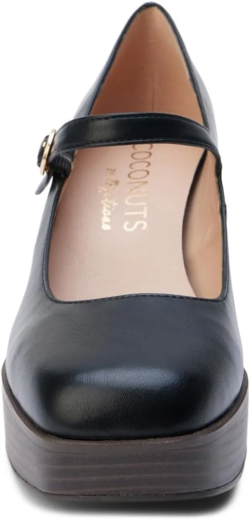 Coconuts by Matisse Womens Matilda Square Toe Mary Jane Platform Pumps Dress Casual Casual High Heel 3" & Up - Black