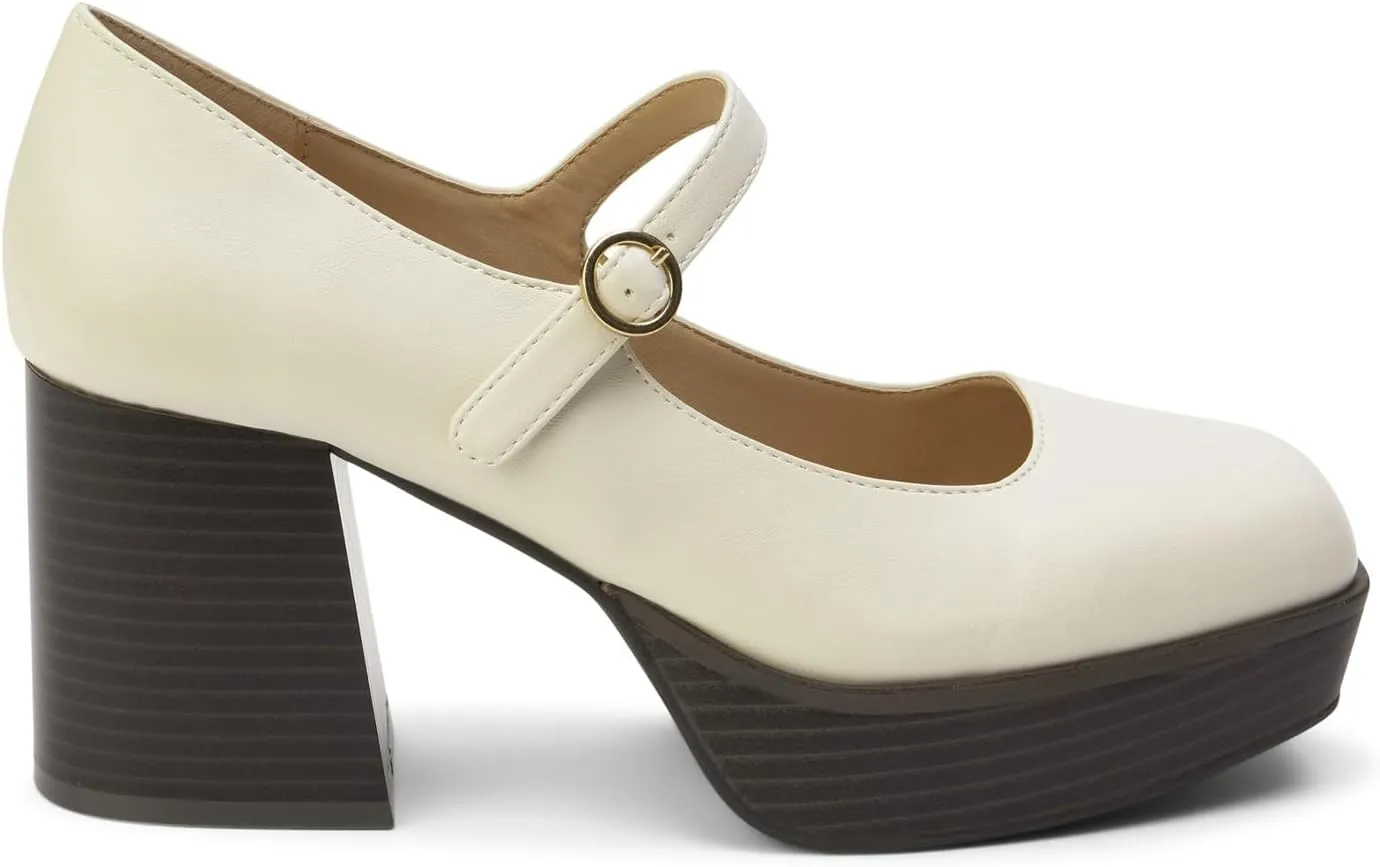 Coconuts by Matisse Womens Matilda Square Toe Mary Jane Platform Pumps Dress Casual Casual High Heel 3" & Up - Black