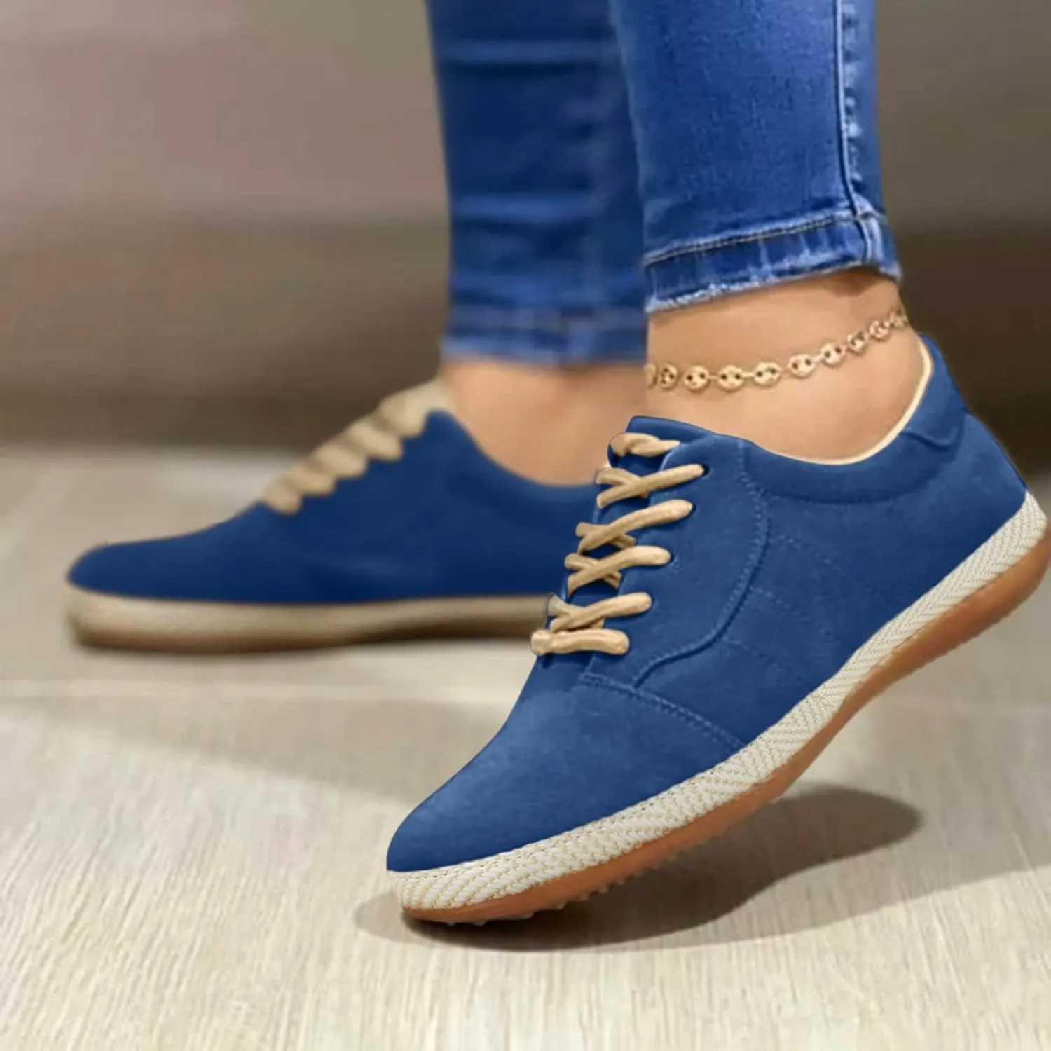 Color Comfortable Breathable Toe Solid Round Casual Up Women Flat Shoes Lace Single Womens Casual Shoes Size 8 1/2