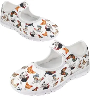 Coloranimal Shoes for Women Dressy Casual Mary Jane Shoes Womens Flats Lightweight Buckle Strap Slip On Shoes Womens Casual Shoes White Sole