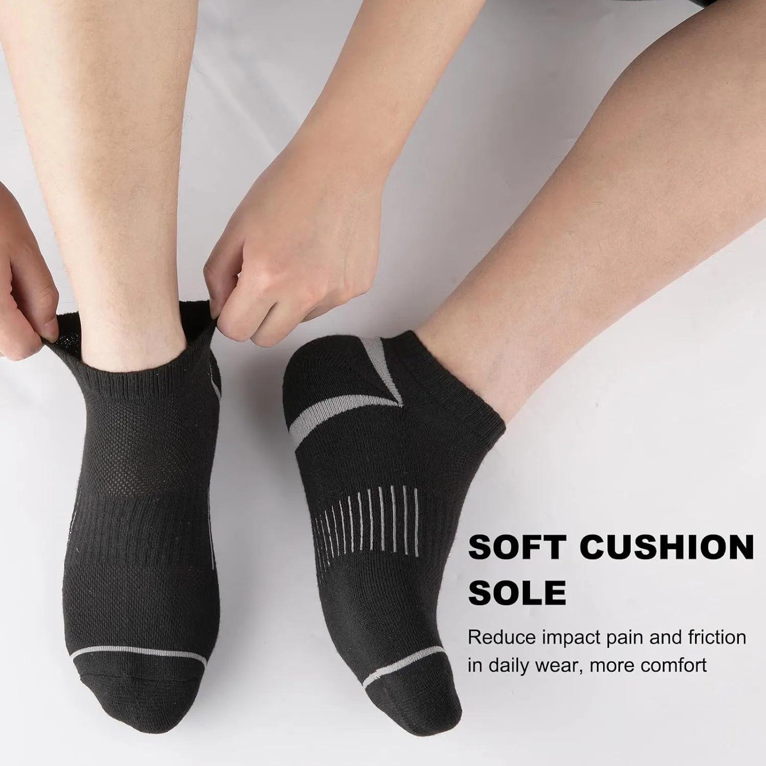COOPLUS 12 Pack Men's Athletic Ankle Socks Cushioned Running Breathable Low Cut Casual Socks