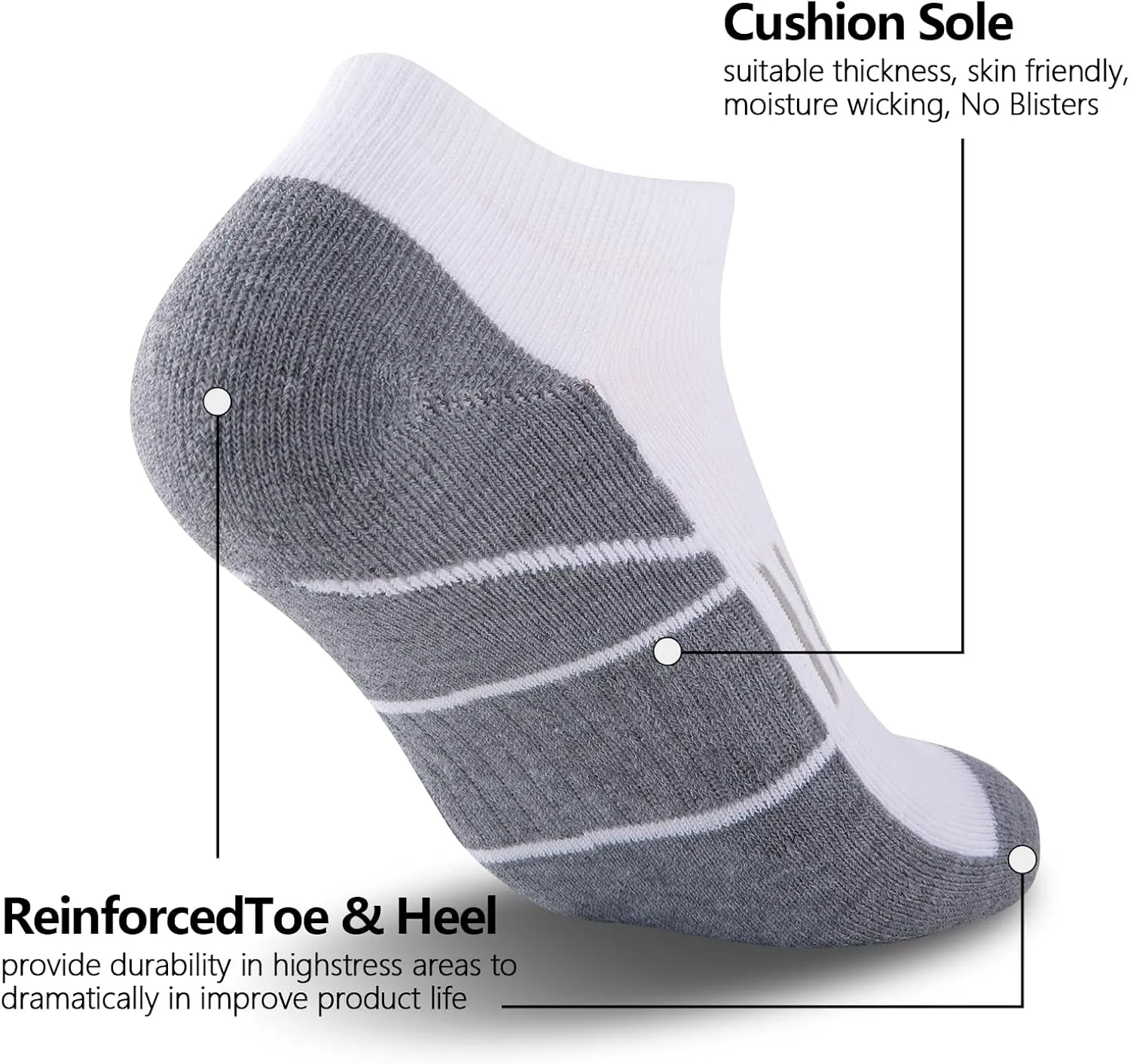 COOVAN Socks for Men Athletic Low Cut Sock with 12 Pairs,Ankle Socks Men Cushion 12 Pack Running Casual Sock