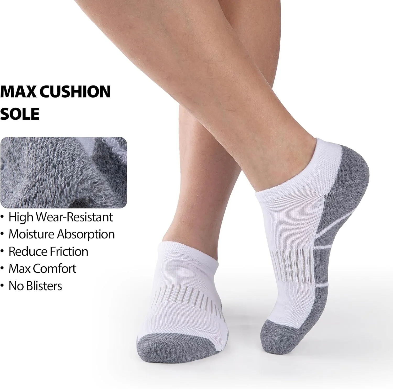 COOVAN Socks for Men Athletic Low Cut Sock with 12 Pairs,Ankle Socks Men Cushion 12 Pack Running Casual Sock