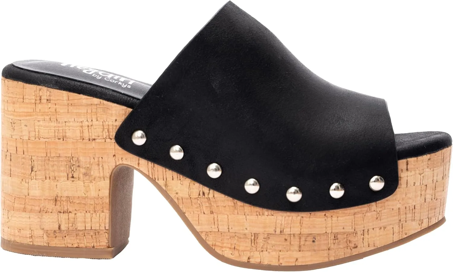 Corkys Footwear Hey Girl Womens Bada Bing Chunky Heels - Featuring a 3.75-inch Chunky Heel and 1.5-Inch Platform, A wide Strap, Stud-Lined Upper, and Cushioned Insoles
