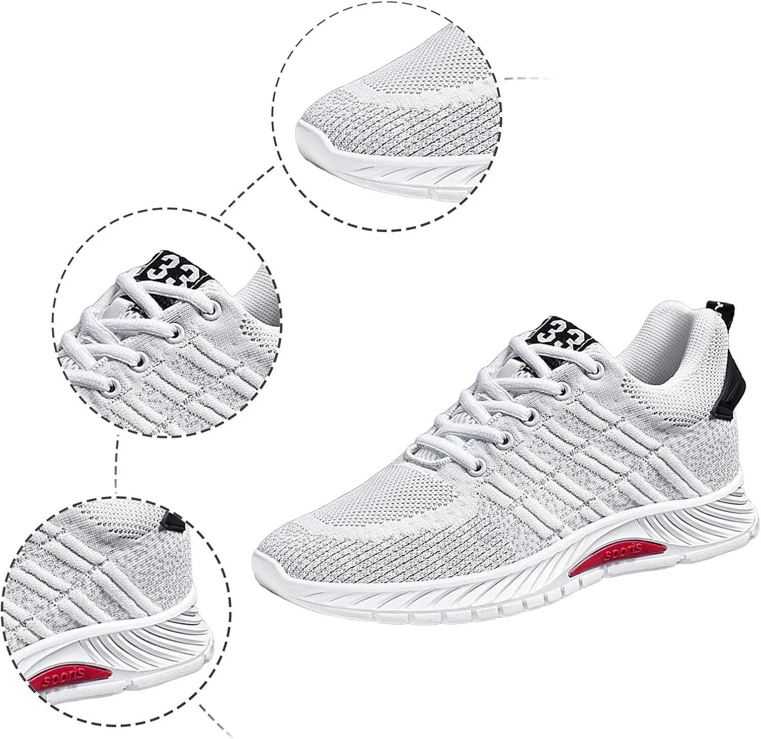 Couple Men's Elevator Shoes Men's Casual Mesh Trainers Lightweight Breathable Lace Up Sports Shoes with Hidden Lift Heel for Men Cm Mens Sneaker Socks Low Cut